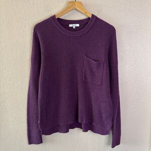 Madewell Thompson Pocket Pullover Sweater Womens Medium Purple Boxy Crewneck